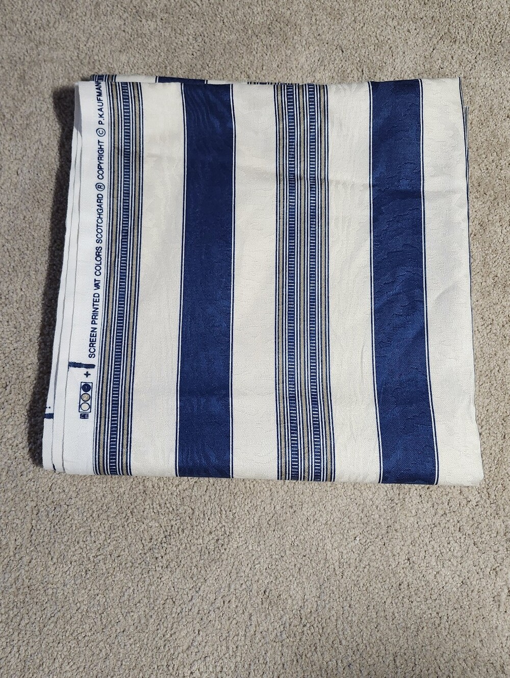 Blue and White Striped Cotton Fabric Panel